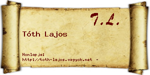 Tóth Lajos névjegykártya